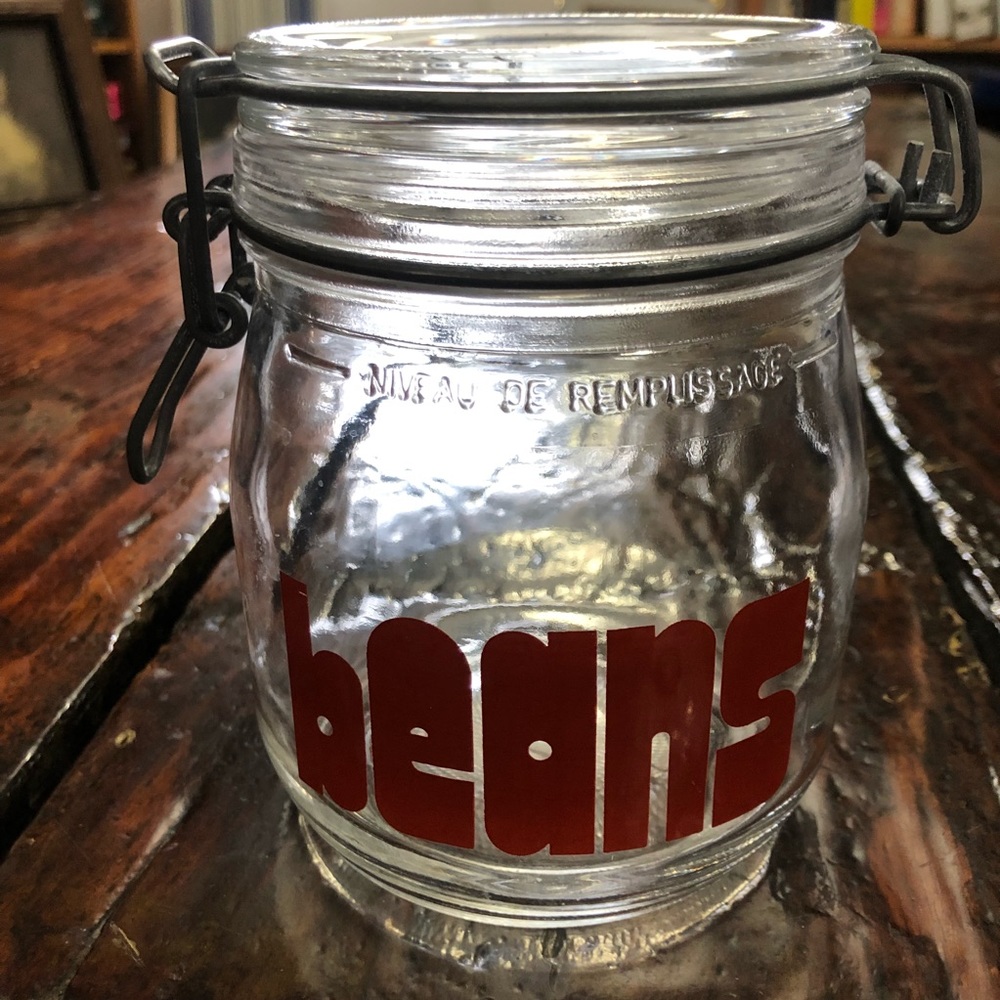 Triomphe glass beans jar (france)
